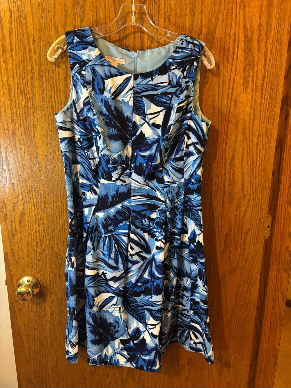 Sleeveless Blue Floral A-Line Dress